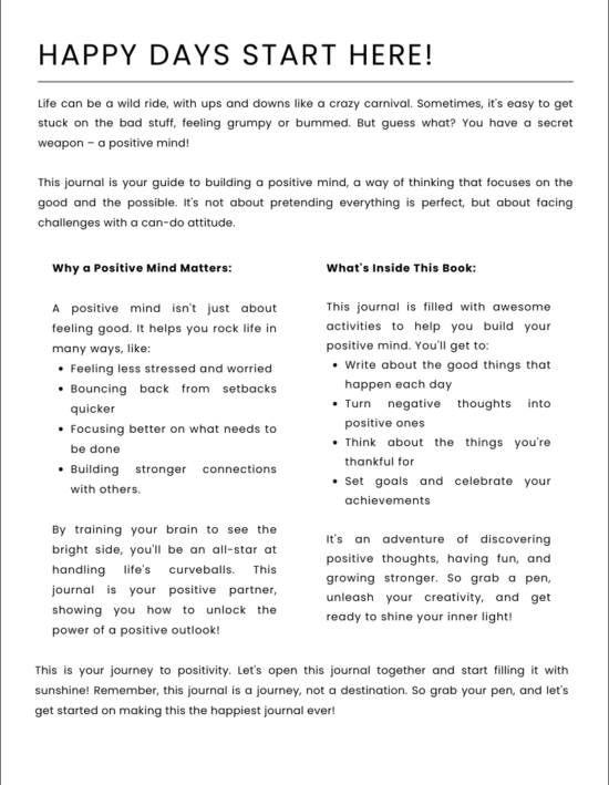Positive Mind Journal