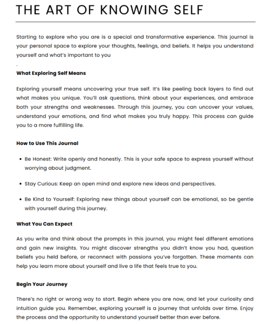 Discover True Self Journal