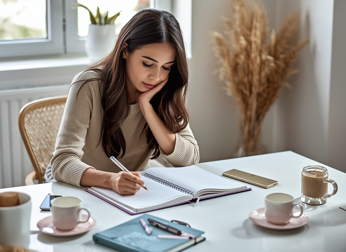 Personal growth and reflection journaling moment